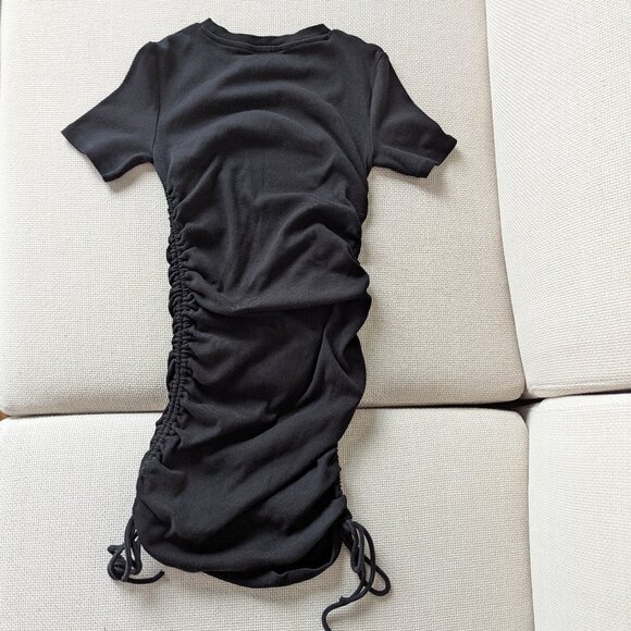 ZARA Black Ruched Mini Bodycon Dress, Size M - Picture 3 of 9